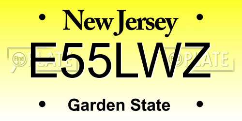 E55LWZ New Jersey License Plate