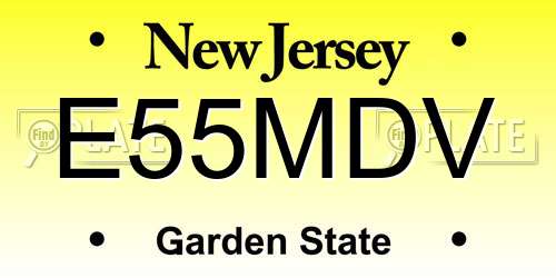 E55MDV New Jersey License Plate