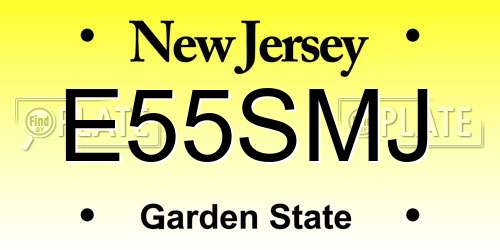 E55SMJ New Jersey License Plate