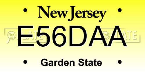 E56DAA New Jersey License Plate