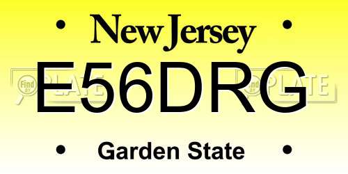E56DRG New Jersey License Plate
