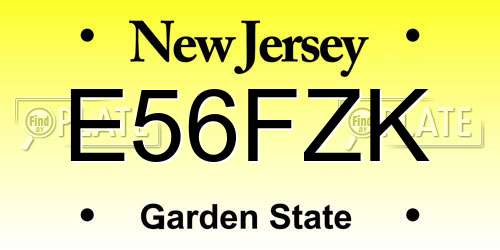 E56FZK New Jersey License Plate