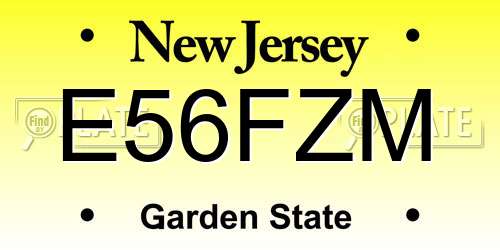 E56FZM New Jersey License Plate