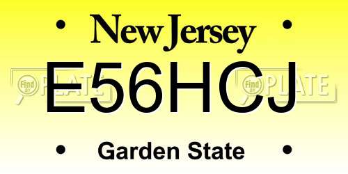 E56HCJ New Jersey License Plate