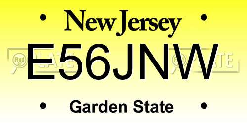E56JNW New Jersey License Plate