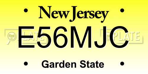 E56MJC New Jersey License Plate