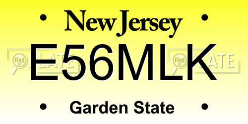 E56MLK New Jersey License Plate