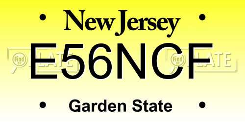 E56NCF New Jersey License Plate