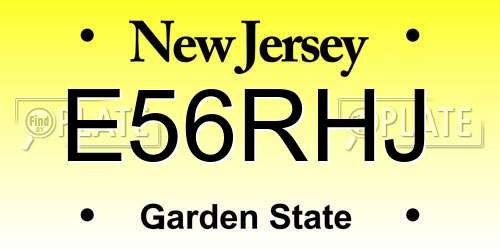 E56RHJ New Jersey License Plate