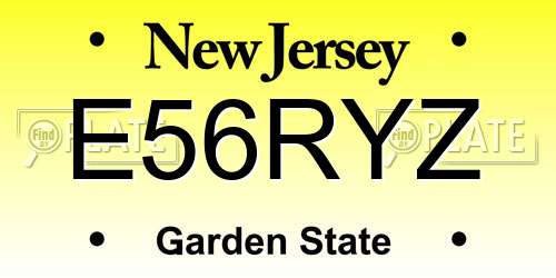 E56RYZ New Jersey License Plate