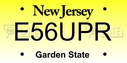 E56UPR New Jersey License Plate
