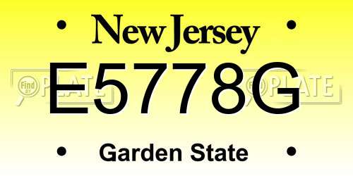 E5778G New Jersey License Plate