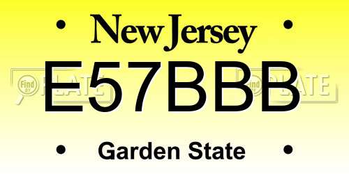 E57BBB New Jersey License Plate
