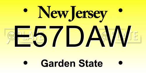 E57DAW New Jersey License Plate