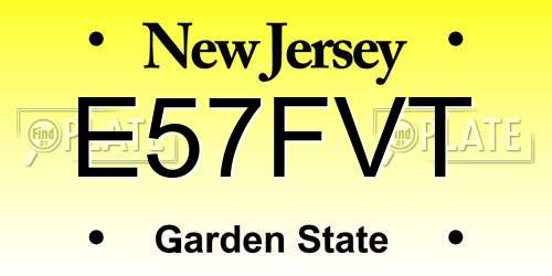 E57FVT New Jersey License Plate