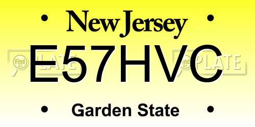 E57HVC New Jersey License Plate