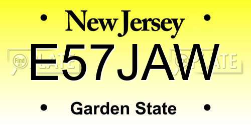 E57JAW New Jersey License Plate