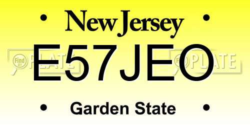 E57JEO New Jersey License Plate