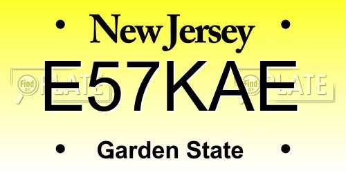 E57KAE New Jersey License Plate