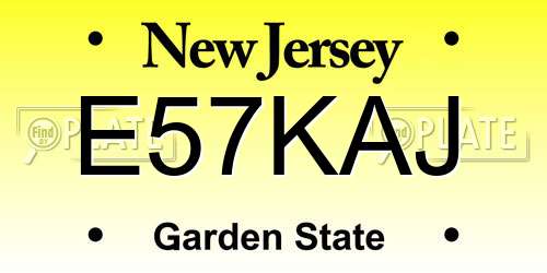 E57KAJ New Jersey License Plate