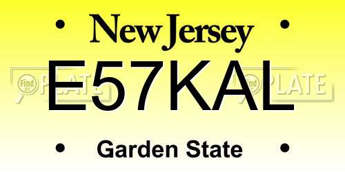 E57KAL New Jersey License Plate