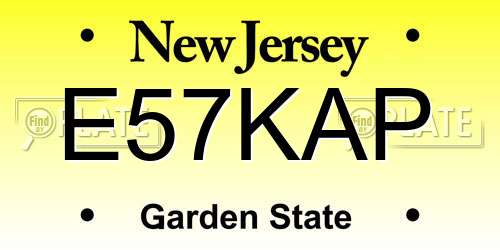 E57KAP New Jersey License Plate