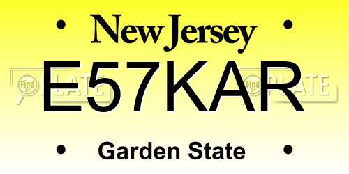 E57KAR New Jersey License Plate