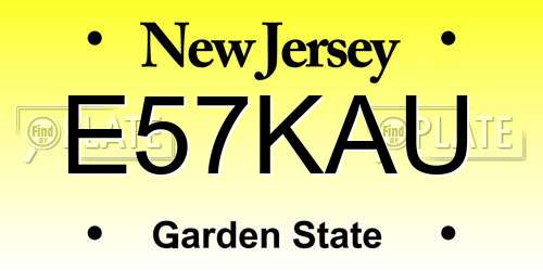 E57KAU New Jersey License Plate