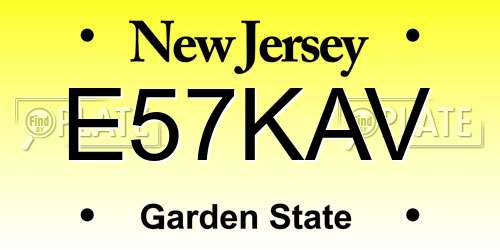 E57KAV New Jersey License Plate