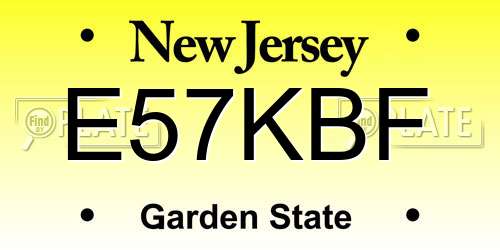 E57KBF New Jersey License Plate