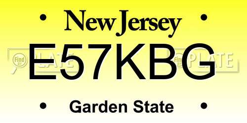 E57KBG New Jersey License Plate