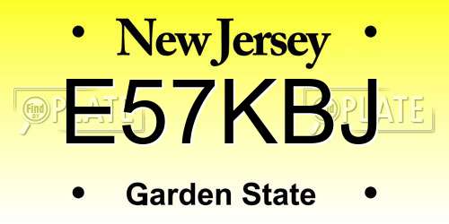 E57KBJ New Jersey License Plate