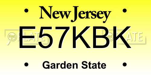 E57KBK New Jersey License Plate