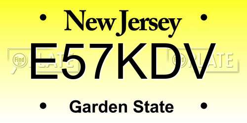E57KDV New Jersey License Plate