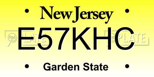 E57KHC New Jersey License Plate