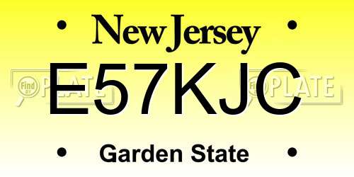 E57KJC New Jersey License Plate