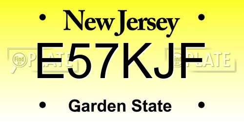 E57KJF New Jersey License Plate