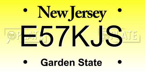 E57KJS New Jersey License Plate