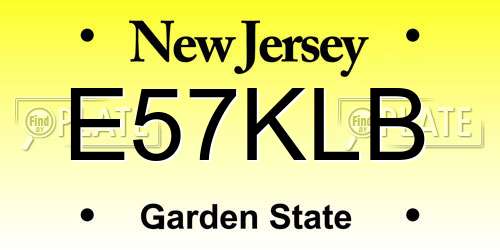 E57KLB New Jersey License Plate