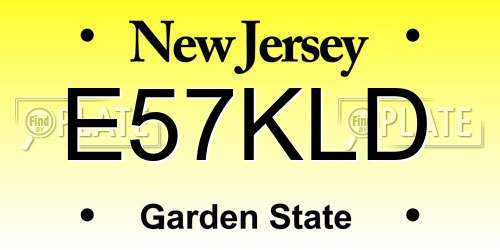 E57KLD New Jersey License Plate