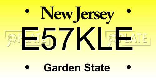 E57KLE New Jersey License Plate