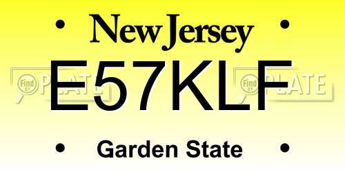 E57KLF New Jersey License Plate
