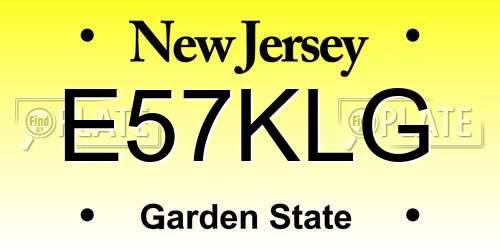 E57KLG New Jersey License Plate