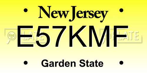 E57KMF New Jersey License Plate