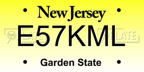E57KML New Jersey License Plate