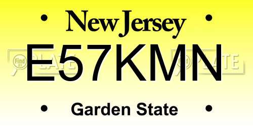 E57KMN New Jersey License Plate