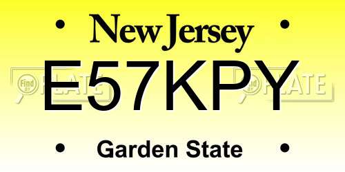 E57KPY New Jersey License Plate