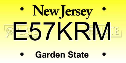 E57KRM New Jersey License Plate