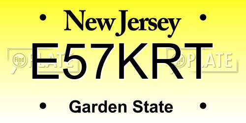 E57KRT New Jersey License Plate