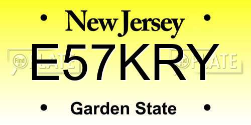 E57KRY New Jersey License Plate